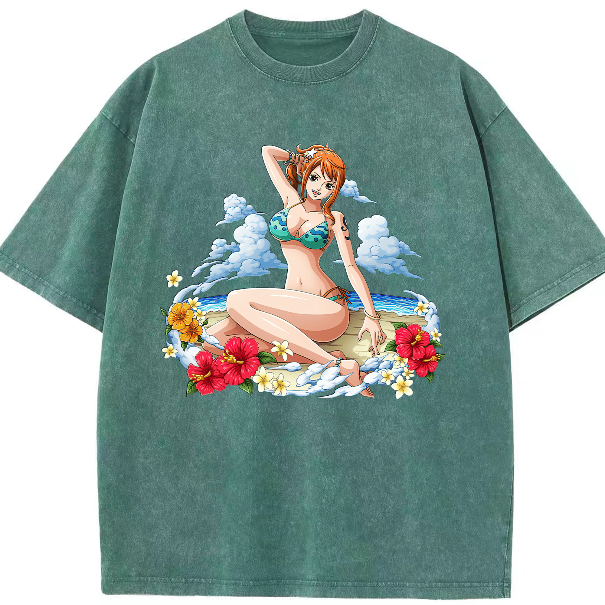 ワンピース ナミ ONE PIECE Nami 綿100% ヴィンテージ風 半袖Tシャツ（フロントプリント）